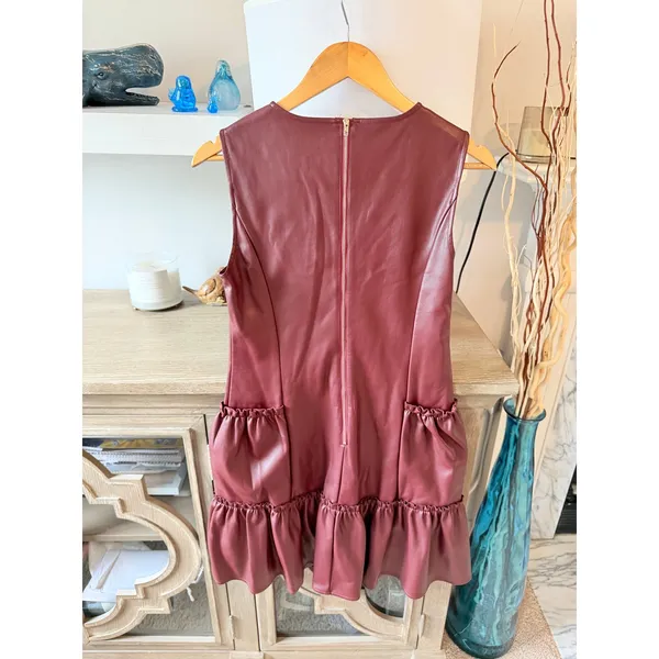 Amylynn Faux Leather Mini Dress Womens‎ Burgundy Size Small - Image 4