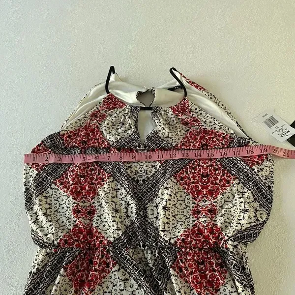Suite 7 Maxi Dress 14P Petite Red Black Geometric Print NWT Sleeveless Summer Dr - Image 5