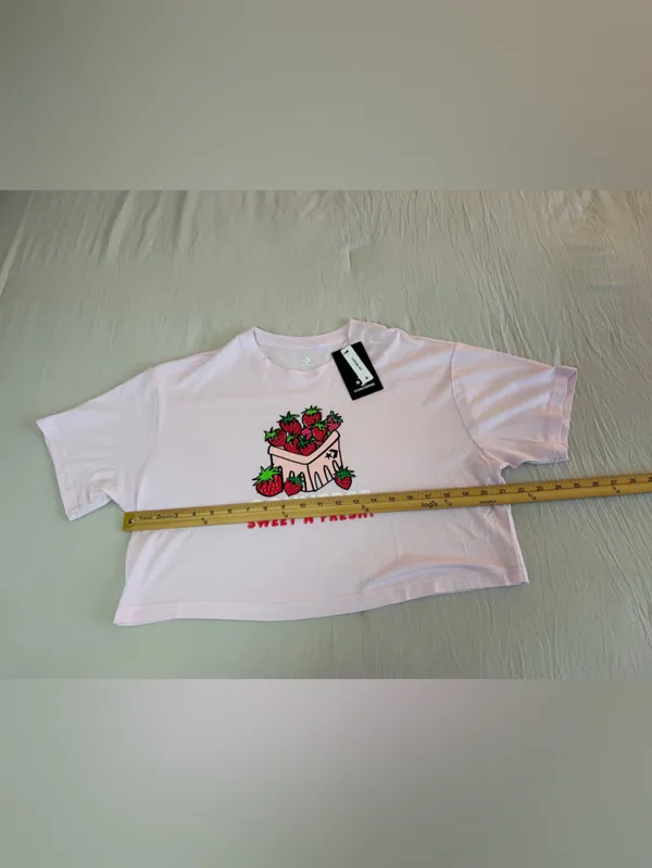 Converse Pink Strawberry Graphic Crop Tee - Image 5