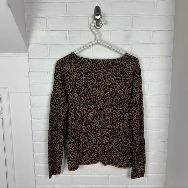 Garnet Hill Silk Cotton Animal Print Lightweight Knit Sweater Size S - Image 8