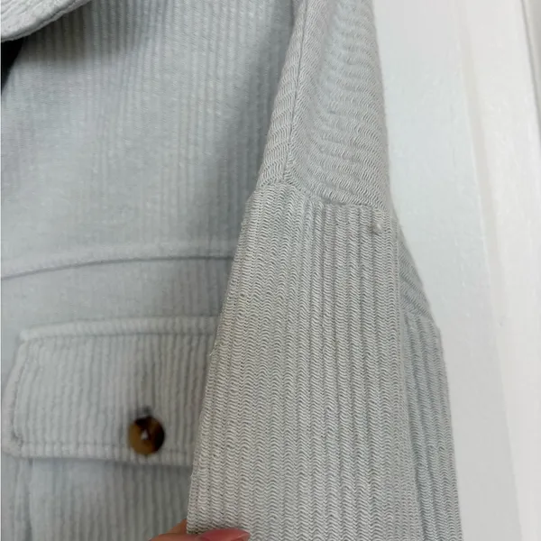 Anthropologie Pilcro Light Sage Button Front Ribbed Duster Shacket Size Small - Image 8