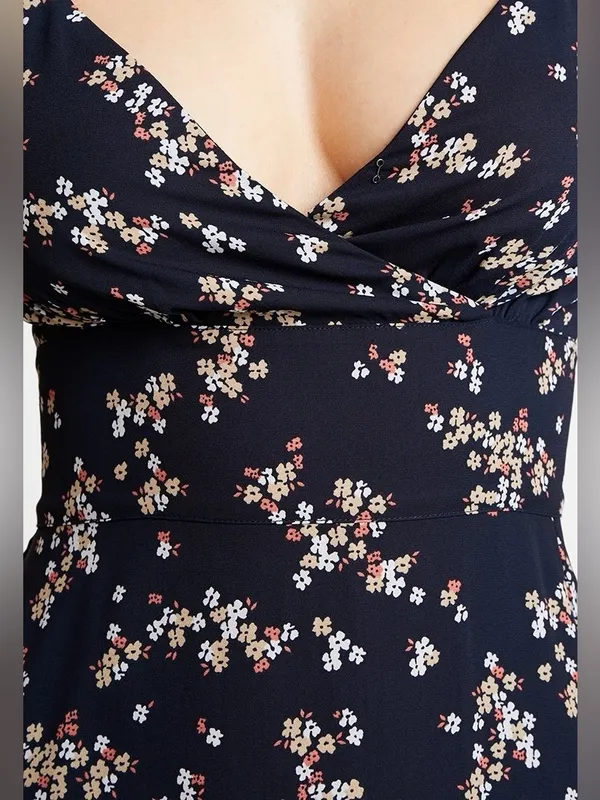 Abercrombie & Fitch navy floral maxi dress with strappy details side slit Small - Image 6