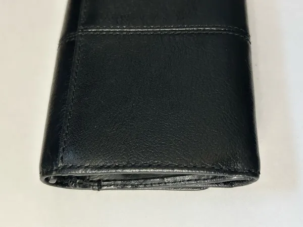 Coach Women’s Black Tri-Fold Wallet with Gold Script Logo - Image 8