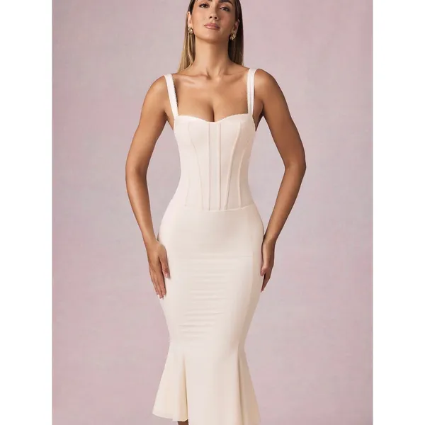 NWT Oh Polly Valentina Ivory Corset‎ Fishtail Midaxi Dress Size US 2 - Image 5