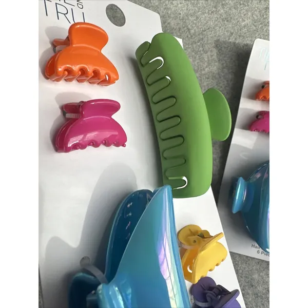 New Time And Tru Hair Claw Clip Lot of 2 Sets Colorful Retro Artsy Teacher Lg Sm - Image 8