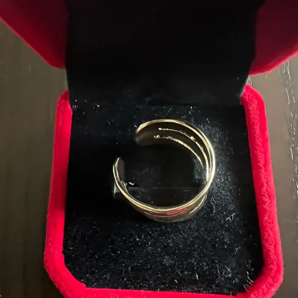 Chunky Gold Statement Ring for Women Gold Knuckle Ring Size 7 - Image 3