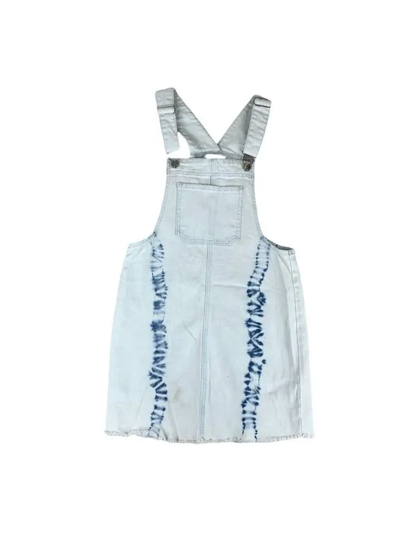 Wild Fable Tie-Dye Denim Pinafore Mini Dress - Light Wash, Blue - Image 5