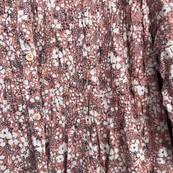 Anthropologie Pilcro L Button Down Pintuck Ditsy Floral Relaxed Top Mauve Pink - Image 4