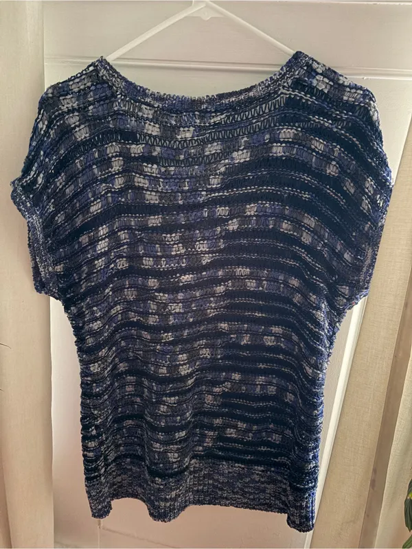 Cable & Gauge Blue Knit Top Size L - Image 2