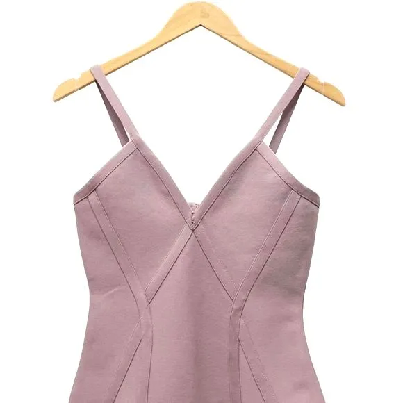 ASOS NWT The Girlcode Bandage V Neck Bodycon Midi Dress Lilac Mauve Women’s Size 6 - Image 3