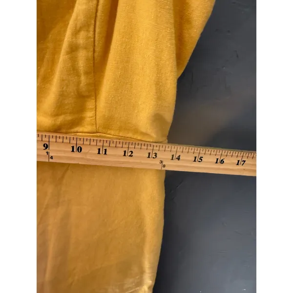 Old Navy Mustard Yellow Linen Blend Smocked Back Tie Strap Mini Dress Womens M‎ - Image 6