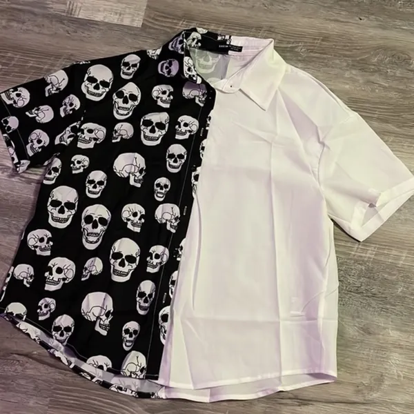 Unisex New Halloween skull blouse with short sleeve size large - Image 7