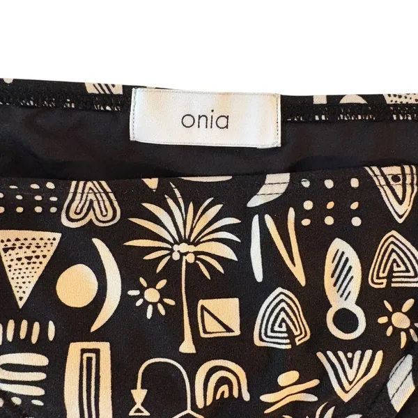 Onia Black & White Geo Tribal Print One‎ Shoulder Bikini Set Stylish Swimsuit XS - Image 3