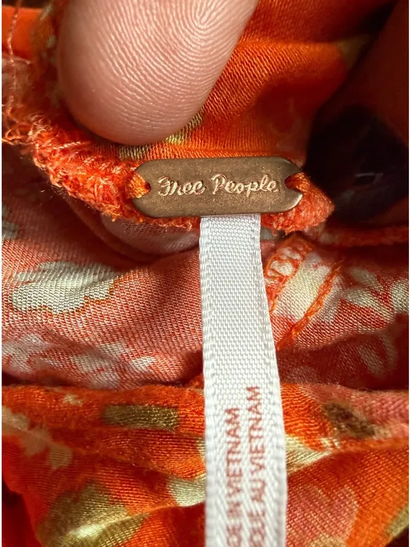 Free People Orange Floral Tie-Front Dress with Cutout Back - Image 8