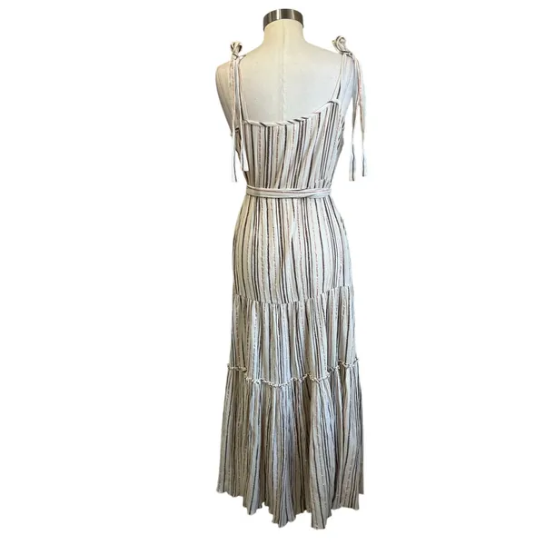 Veronica Beard‎ Michi Metallic Stripe Maxi Dress Elegant Occasion Size Large - Image 3