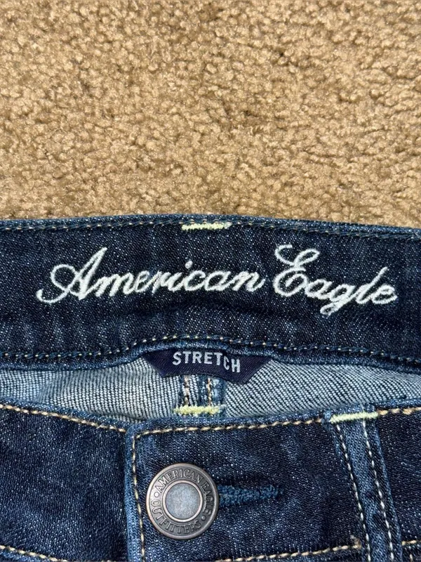 American Eagle Low Rise Micro Mini Jean Booty Shorts Sz 2 Dark Grunge Preppy y2k - Image 4
