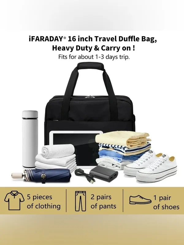 Black Travel Weekend Bag / Personal or Carry-On Bag - Image 4