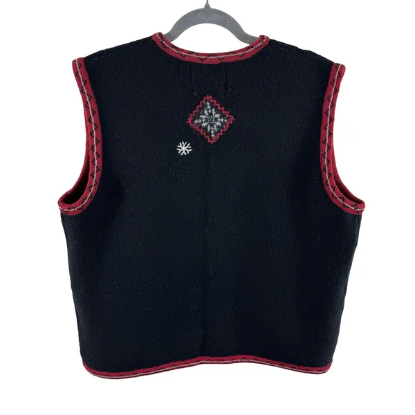Vintage Woolrich Wool Button Front V-Neck Winter Themed Sweater‎ Vest Size XL - Image 2