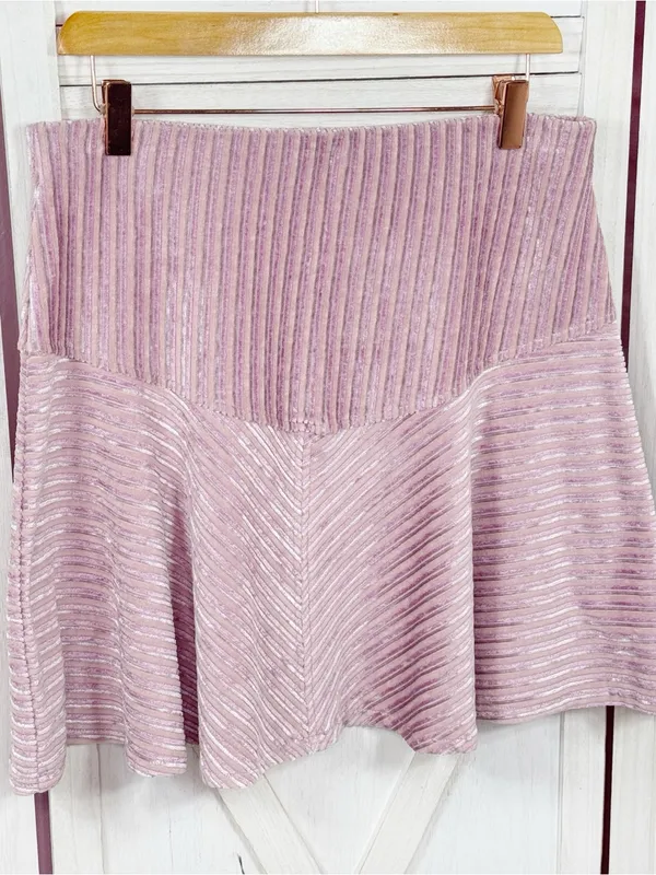 Free People Camden Velour Corduroy Skater Mini Skirt Pink Large Ballet Fairy - Image 8
