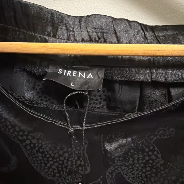 Sirena Satin Pants with Subtle Leopard print Black Size L - Image 2