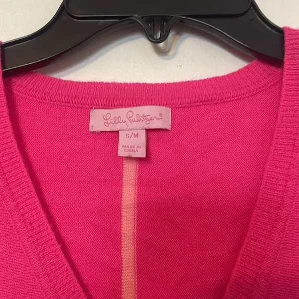 Lilly Pulitzer Hot Pink Vneck Cashmere Side Slit Sweater - Image 5