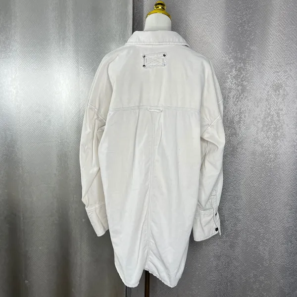 We The Free Free People Cream Corduroy Button Down Shirt Shacket Womens M OB1533 - Image 6