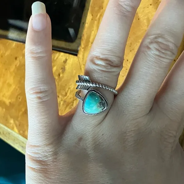Royston Turquoise Sterling Silver Arrow Ring Size 7 Blue - Image 4