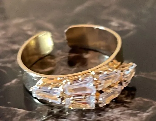 Stacked Crystal Gold Adjustable Ring - Image 6