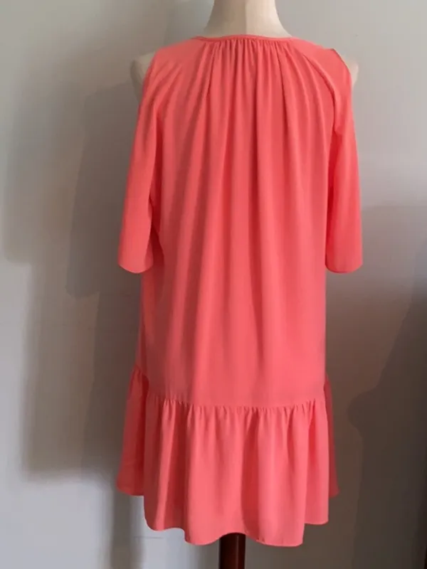NEW Amanda Uprichard short cold shoulder dress in coral peach size small - Image 3