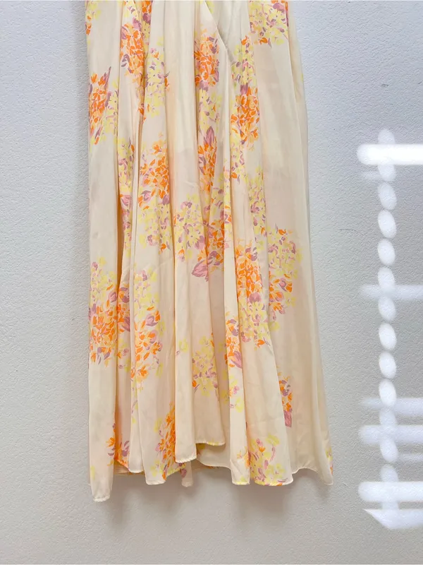 Free People Laura Yellow Floral Print Midi Dress Women's Small Boho Romantic - Image 6