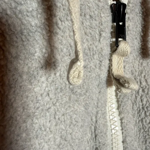 Patagonia Hoodie Womens Large Navy Beige Shearling Hoody Pile Fleece Full Zip - Image 6