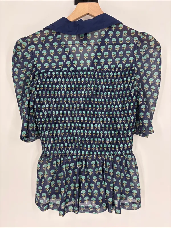 Maeve blue small smocked sheer top - Image 5