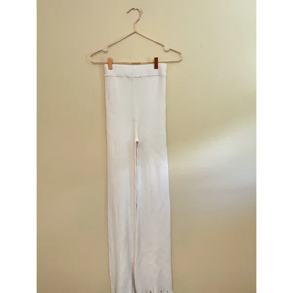 Lioness Anderson‎ Pants Size 4 White Ribbed Chewed Hem Elastic Waist - Image 6
