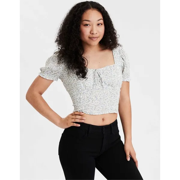 ✨AMERICAN EAGLE OUTFITTERS Women’s Short-sleeved Smocked Sz Large Top✨ - Image 3