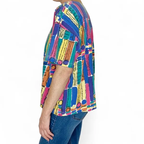 Vintage 90’s Penny Lane Colorful Abstract Bow Tee Shirt - Image 3