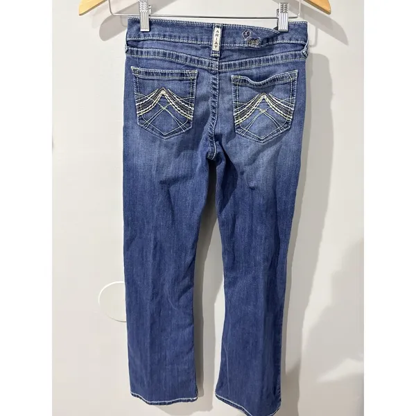 Ariat Real Denim Jeans Women' 12 Short Blue Mid Rise Boot cut Medium Wash Y2K V - Image 5