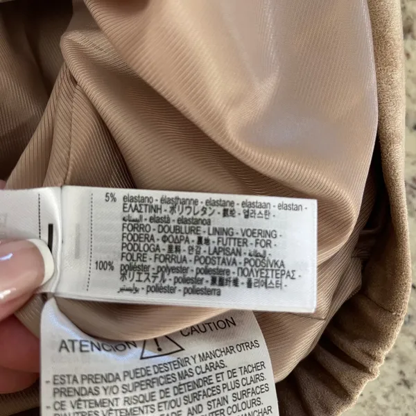 Zara Faux Suede Bomber Jacket Women Large Tan Minimalist Elastic Hem Snap Front - Image 10