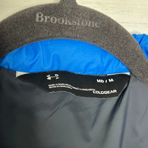 Under Armour ColdGear Blue Puffer Vest Size Medium Quilted Zip Front - Image 3