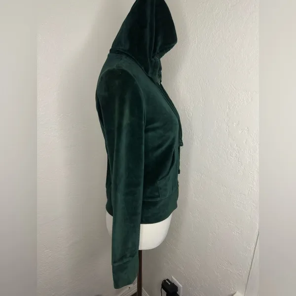 Gazoz USA Forest Green Velour Zip-Up Hoodie Small - Image 2