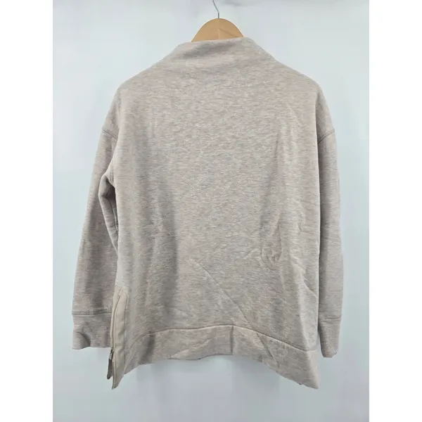 Haven Well Within Sweatshirt Womens Medium Oatmeal Funnel‎ Neck Side Zip Fleece - Image 3