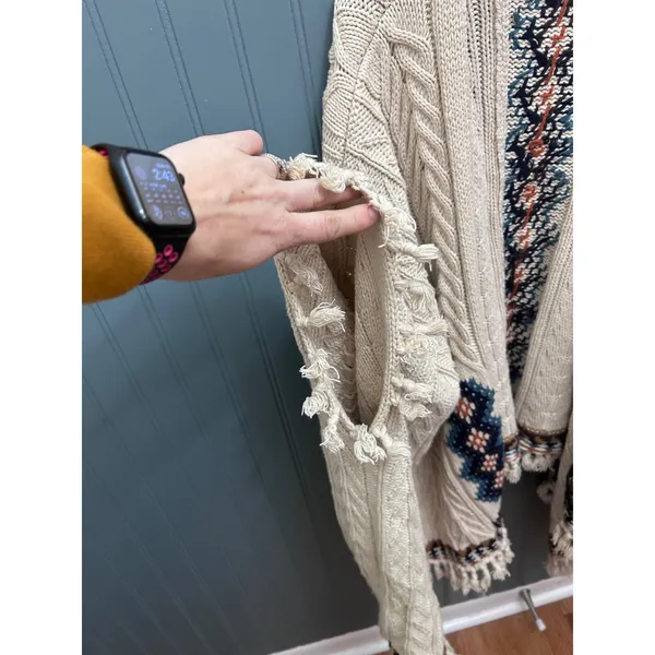 Chaser Cable Knit‎ campfire sweater kimono Cardigan Southwestern Cream XS/S - Image 4