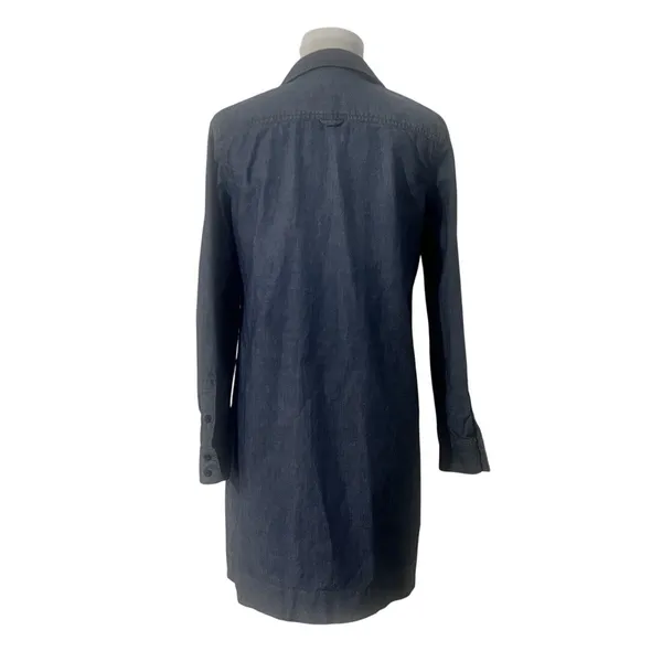 J.Crew Women's Blue Denim Chambray Shirt Dress Roll Tab Sleeve Size Small Preppy - Image 4