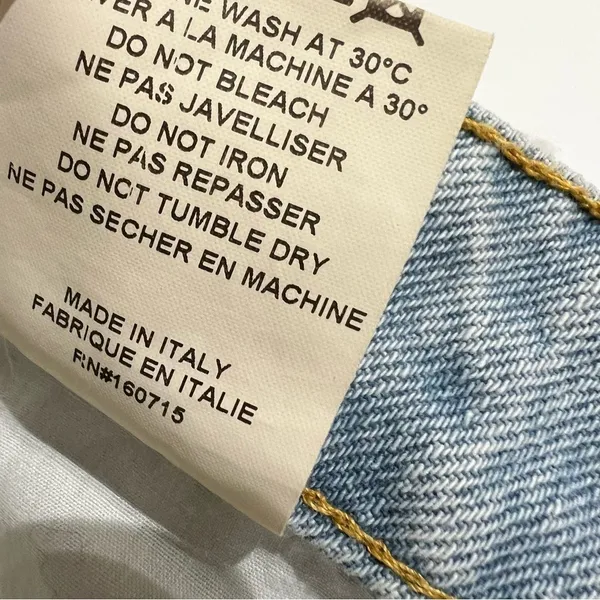 Retrofête Maeve Distressed Denim Mini Skirt Asymmetric Light Wash L - Image 5