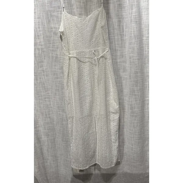 Commense White Eyelet Lace Maxi Dress Spaghetti Strap Summer Beach Boho Size M - Image 9