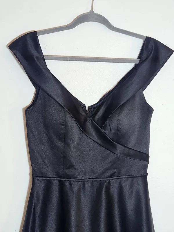 Morilee by Madeline Gardner Black Satin Formal Gown Size 8 - Image 3