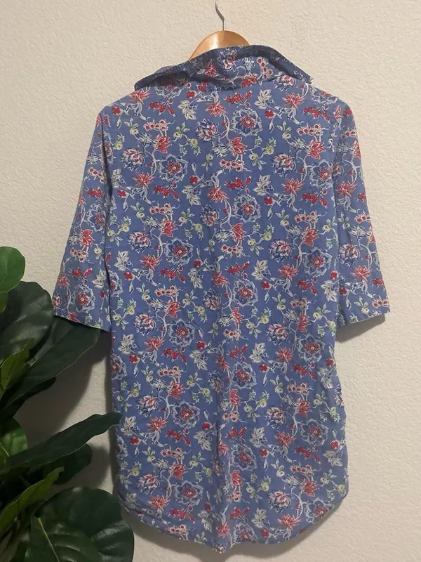Ralph Lauren Blue Floral Short-Sleeve Button Front pajama night shirt dress XS - Image 4