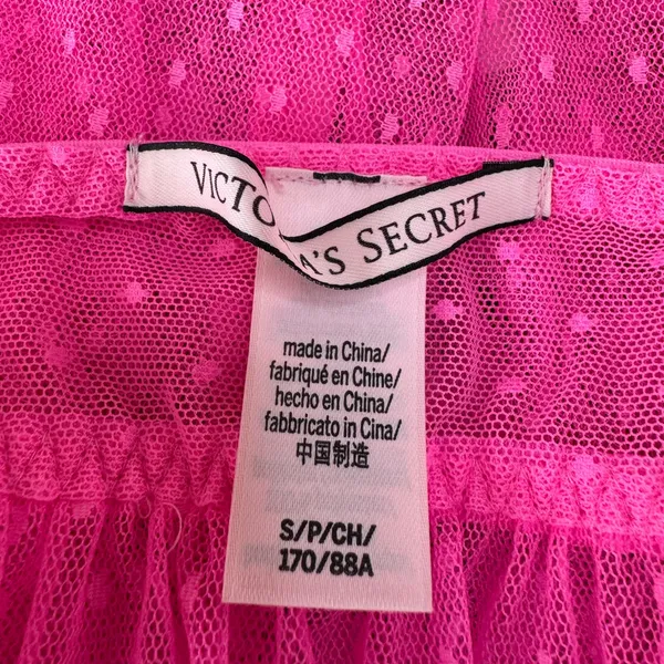 Victoria’s Secret Hot Pink Swiss Dot Sheer Mesh Babydoll Bow Tie Front $80 Small - Image 3