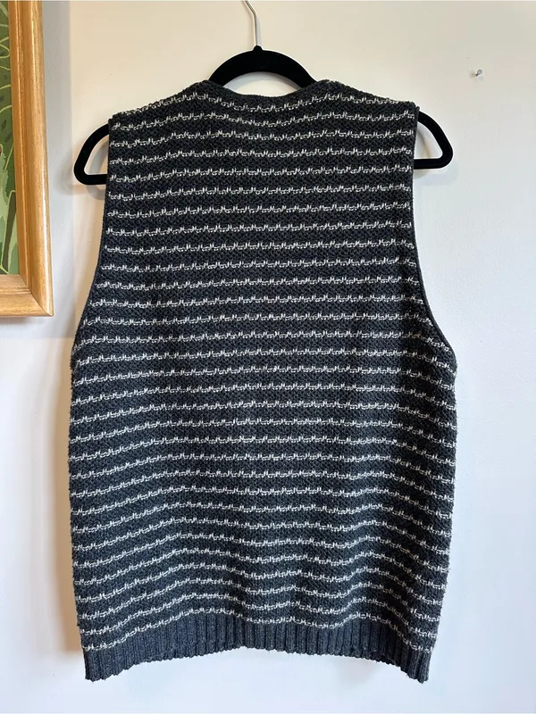 Coldwater Creek Vintage Striped V Neck Button Down Sweater Vest Womens Medium - Image 5