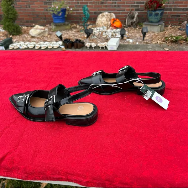 Size 6.5 Peyton Double Buckle black Slingback Flats‎ by wild fable - Image 6