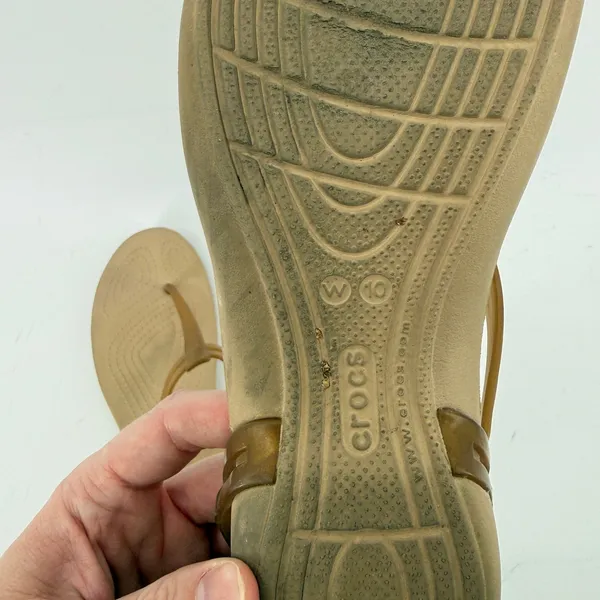 Crocs Isabella T Strap Sandal Bronze Tan Women 10 Jelly Slip On Casual Flip Flop - Image 10